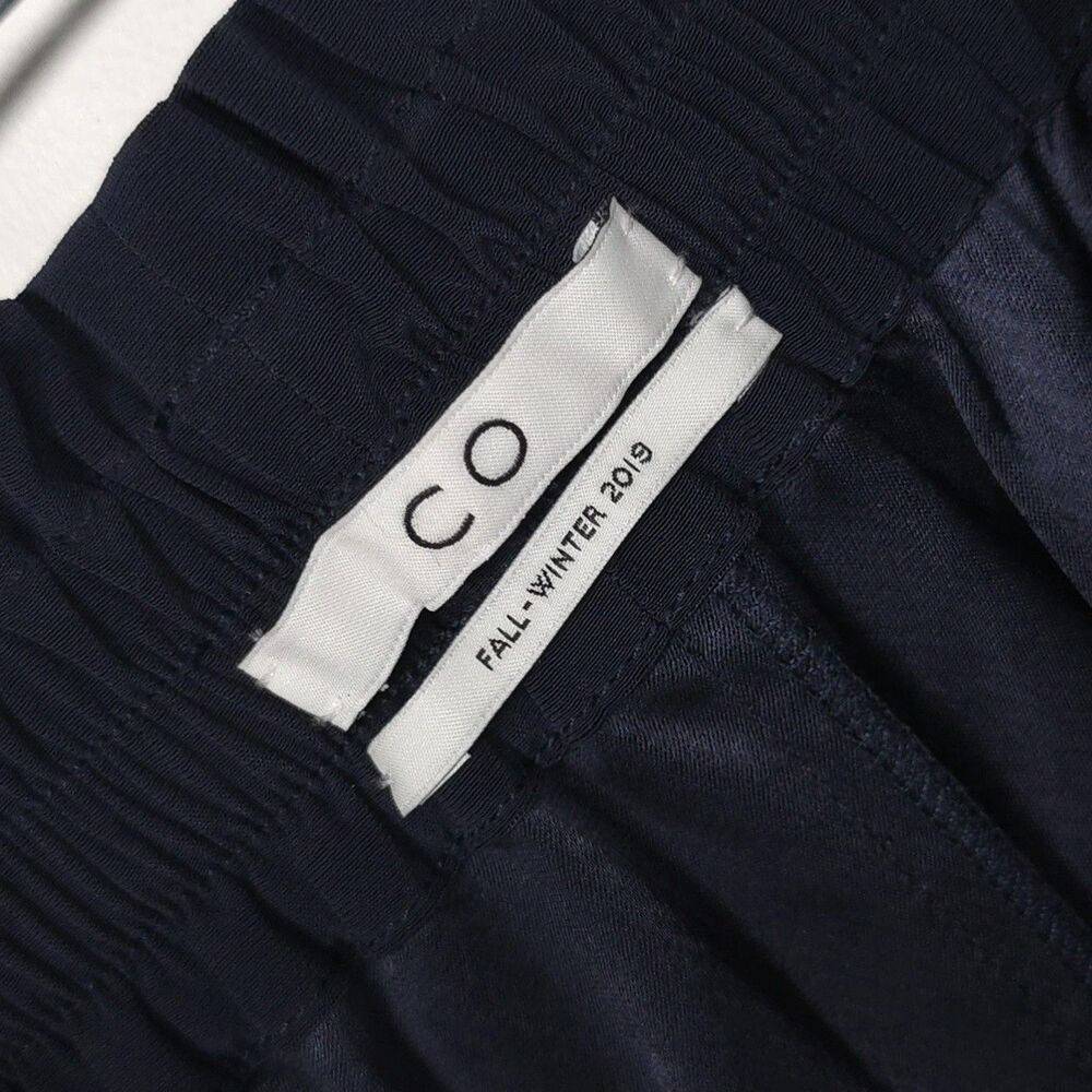 CO COLLECTION Women's Pants SMALL Wide Leg Navy Elastic Waist FABRIC JAPANESE - Picture 2 of 11